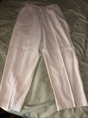 Vintage Erika Women's Cream Capri Drawstring Pants 55%Linen 45%Cotton